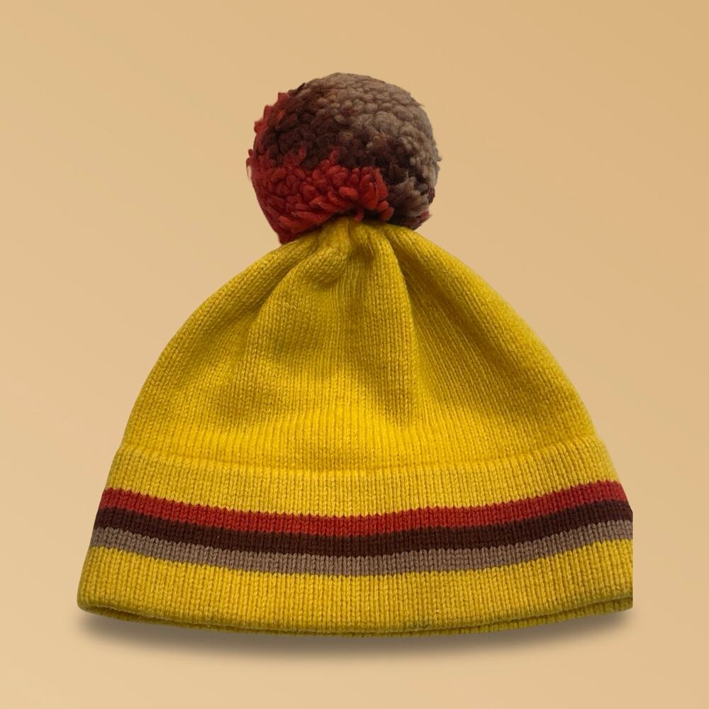 Vermont Originals Handcrafted 100% Wool Pom Knit Beanie Hat Retro Vintage USA